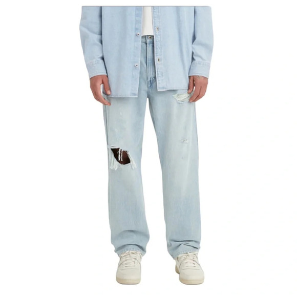 Levi's Other - Levi's Silvertab Torn Distressed Mens Loose Fit 100% Cotton Light Blue Jeans Y2K